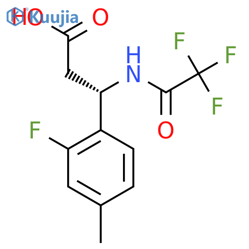 (3S)-3-(2-fluoro-4-methylphenyl)-3-(2,2,2-trifluoroacetamido)propanoic acid structure