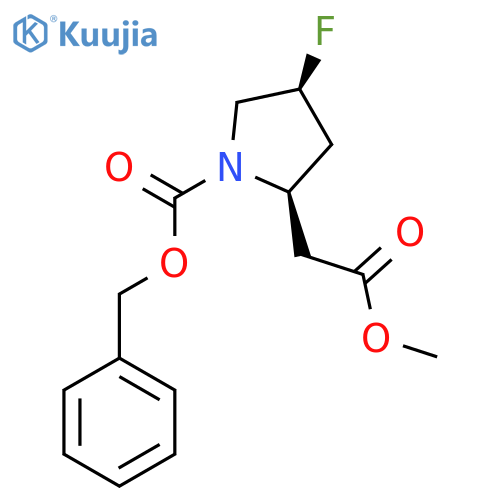 benzyl (2R,4S)-4-fluoro-2-(2-methoxy-2-oxoethyl)pyrrolidine-1-carboxylate structure