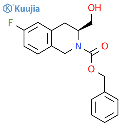 benzyl (3S)-6-fluoro-3-(hydroxymethyl)-1,2,3,4-tetrahydroisoquinoline-2-carboxylate structure