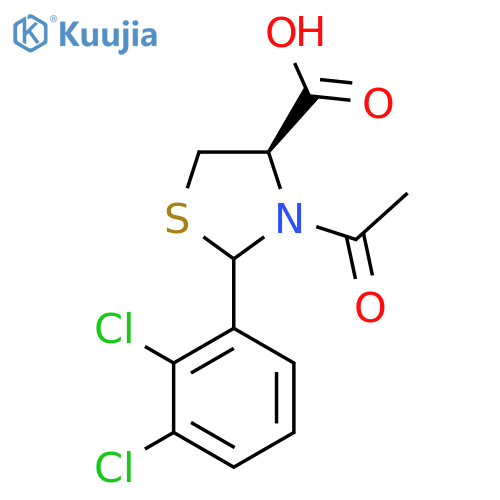 (4R)-3-acetyl-2-(2,3-dichlorophenyl)-1,3-thiazolidine-4-carboxylic acid structure