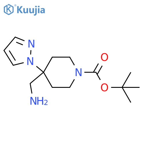 tert-butyl 4-(aminomethyl)-4-(1H-pyrazol-1-yl)piperidine-1-carboxylate structure