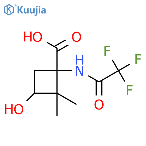 3-Hydroxy-2,2-dimethyl-1-(2,2,2-trifluoroacetamido)cyclobutane-1-carboxylic acid structure