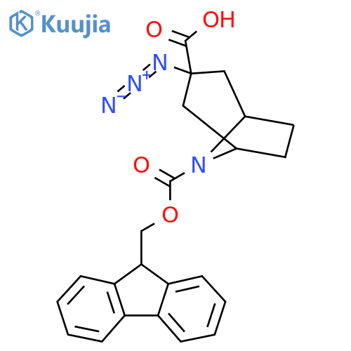 3-azido-8-{(9H-fluoren-9-yl)methoxycarbonyl}-8-azabicyclo3.2.1octane-3-carboxylic acid structure