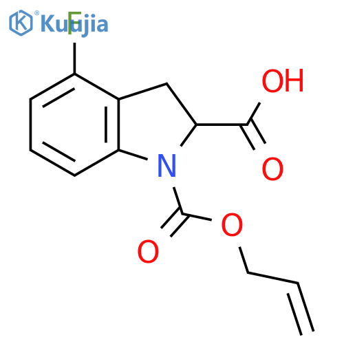 4-fluoro-1-(prop-2-en-1-yloxy)carbonyl-2,3-dihydro-1H-indole-2-carboxylic acid structure