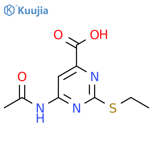 6-Acetamido-2-(ethylsulfanyl)pyrimidine-4-carboxylic acid structure