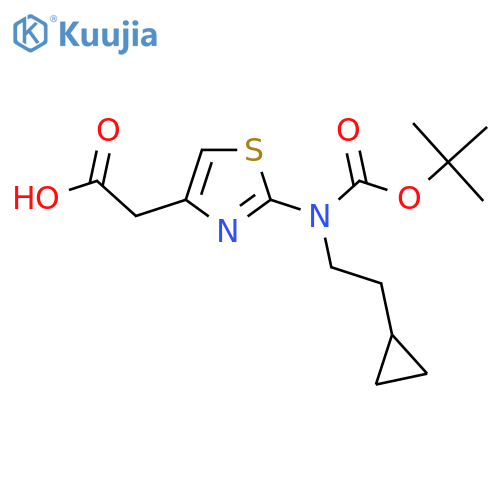 2-(2-{(tert-butoxy)carbonyl(2-cyclopropylethyl)amino}-1,3-thiazol-4-yl)acetic acid structure