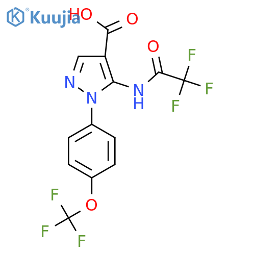 5-(2,2,2-trifluoroacetamido)-1-4-(trifluoromethoxy)phenyl-1H-pyrazole-4-carboxylic acid structure