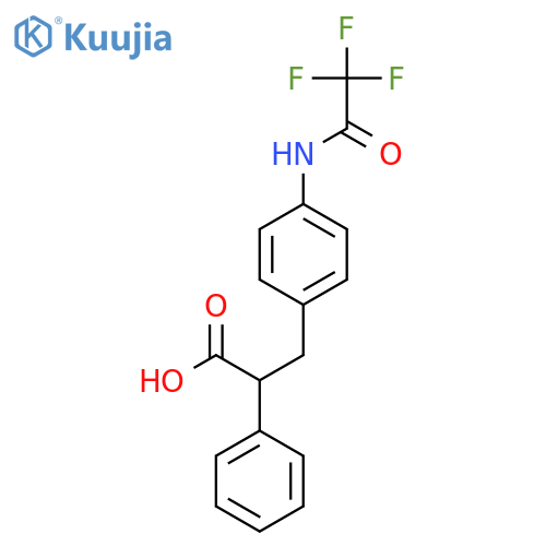 2-phenyl-3-4-(2,2,2-trifluoroacetamido)phenylpropanoic acid structure