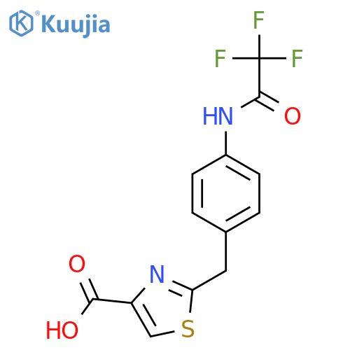 2-{4-(2,2,2-trifluoroacetamido)phenylmethyl}-1,3-thiazole-4-carboxylic acid structure