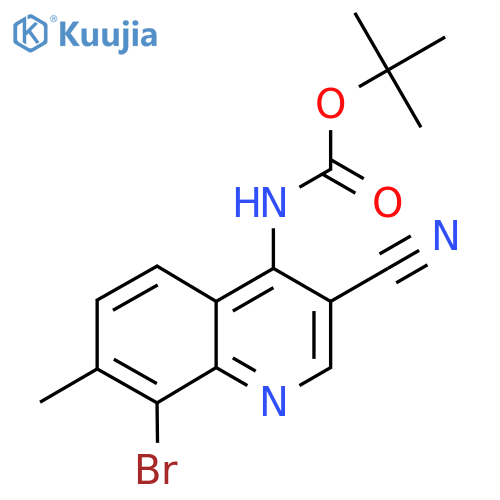 tert-butyl N-(8-bromo-3-cyano-7-methylquinolin-4-yl)carbamate structure