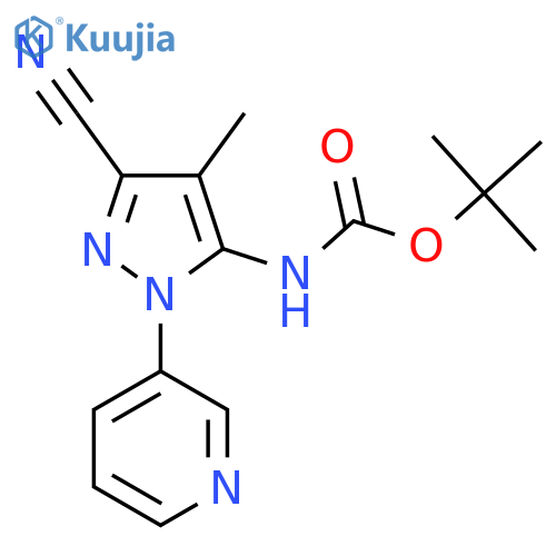 tert-butyl N-3-cyano-4-methyl-1-(pyridin-3-yl)-1H-pyrazol-5-ylcarbamate structure