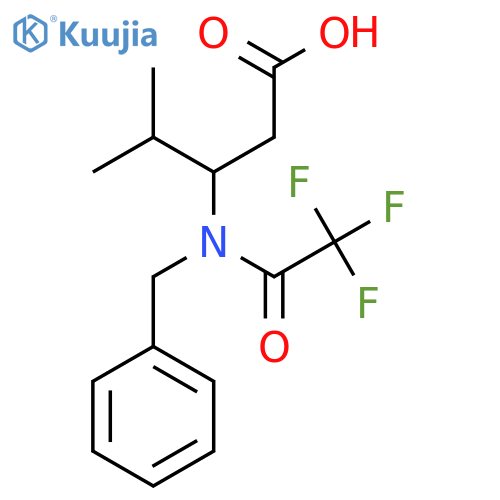3-(N-benzyl-2,2,2-trifluoroacetamido)-4-methylpentanoic acid structure