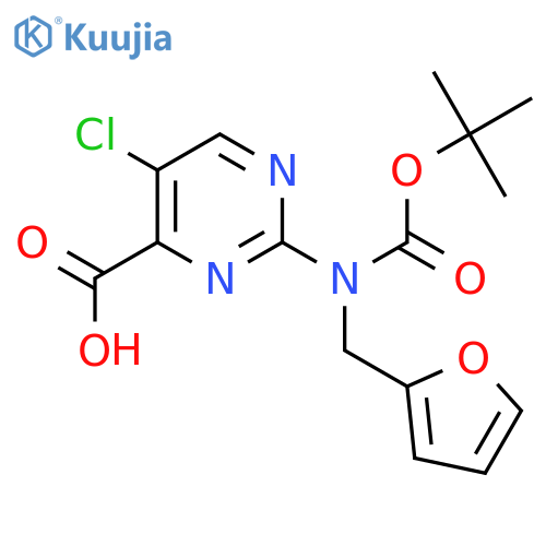 2-{(tert-butoxy)carbonyl(furan-2-yl)methylamino}-5-chloropyrimidine-4-carboxylic acid structure