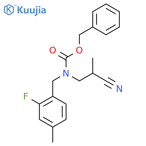 benzyl N-(2-cyano-2-methylethyl)-N-(2-fluoro-4-methylphenyl)methylcarbamate structure