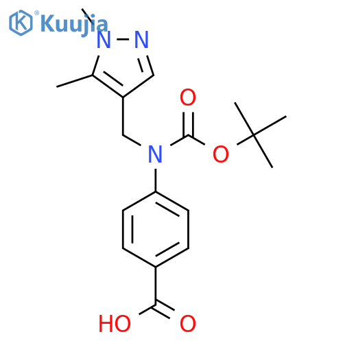4-{(tert-butoxy)carbonyl(1,5-dimethyl-1H-pyrazol-4-yl)methylamino}benzoic acid structure