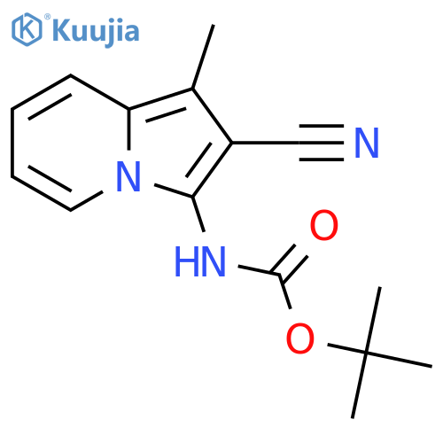 tert-butyl N-(2-cyano-1-methylindolizin-3-yl)carbamate structure