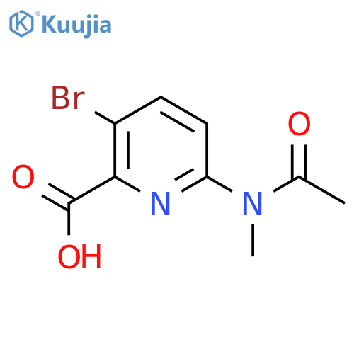 3-bromo-6-(N-methylacetamido)pyridine-2-carboxylic acid structure