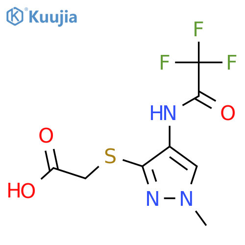 2-{1-methyl-4-(2,2,2-trifluoroacetamido)-1H-pyrazol-3-ylsulfanyl}acetic acid structure