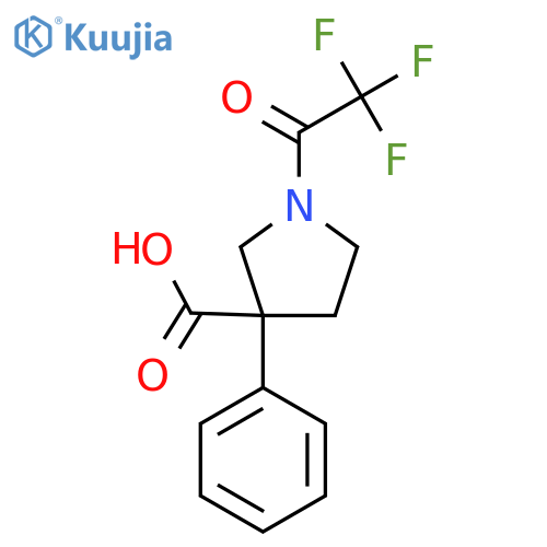 3-Phenyl-1-(2,2,2-trifluoroacetyl)pyrrolidine-3-carboxylic acid structure