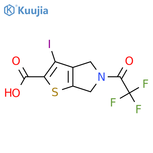 3-iodo-5-(2,2,2-trifluoroacetyl)-4H,5H,6H-thieno2,3-cpyrrole-2-carboxylic acid structure