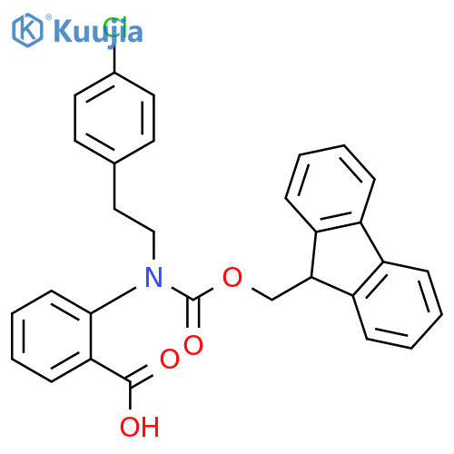 2-{2-(4-chlorophenyl)ethyl({(9H-fluoren-9-yl)methoxycarbonyl})amino}benzoic acid structure