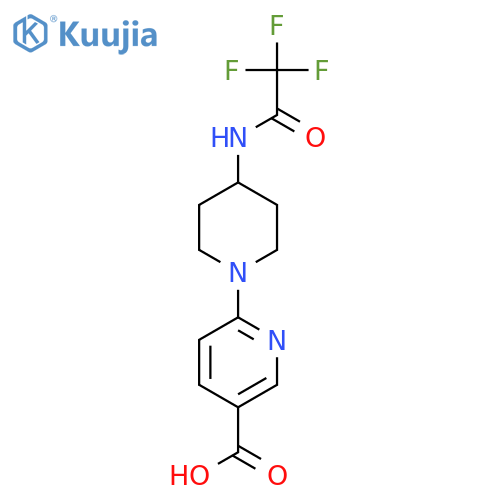 6-4-(2,2,2-trifluoroacetamido)piperidin-1-ylpyridine-3-carboxylic acid structure