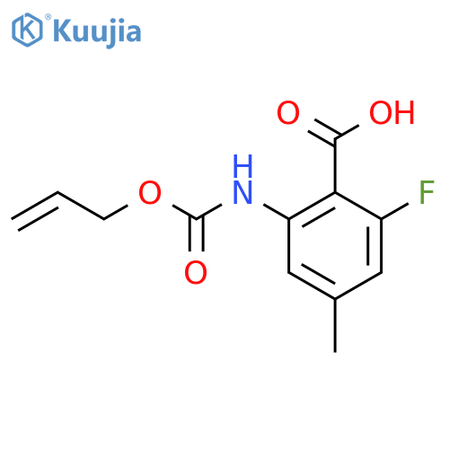 2-fluoro-4-methyl-6-{(prop-2-en-1-yloxy)carbonylamino}benzoic acid structure