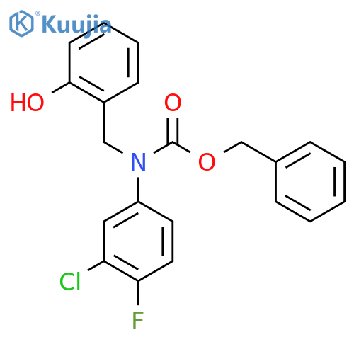 benzyl N-(3-chloro-4-fluorophenyl)-N-(2-hydroxyphenyl)methylcarbamate structure