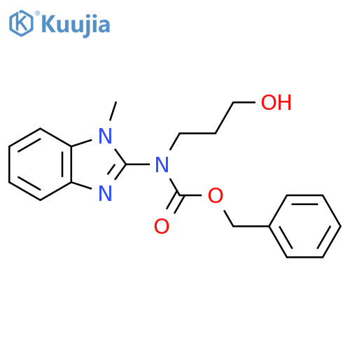 benzyl N-(3-hydroxypropyl)-N-(1-methyl-1H-1,3-benzodiazol-2-yl)carbamate structure