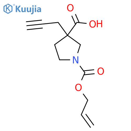 1-(prop-2-en-1-yloxy)carbonyl-3-(prop-2-yn-1-yl)pyrrolidine-3-carboxylic acid structure
