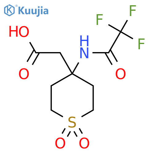 2-1,1-dioxo-4-(2,2,2-trifluoroacetamido)-1lambda6-thian-4-ylacetic acid structure