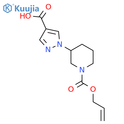 1-{1-[(prop-2-en-1-yloxy)carbonyl]piperidin-3-yl}-1H-pyrazole-4-carboxylic acid structure