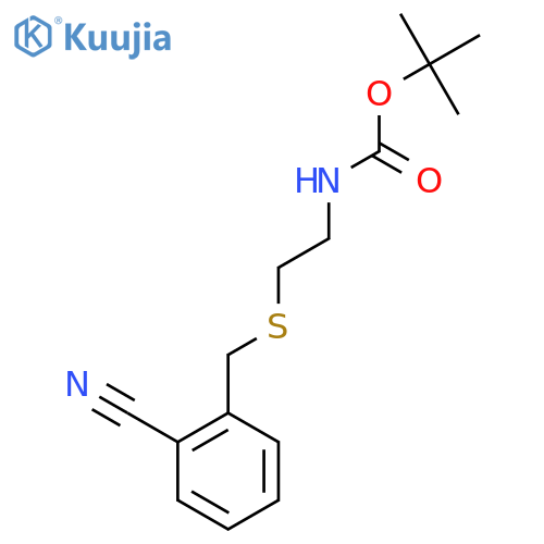 tert-butyl N-(2-{(2-cyanophenyl)methylsulfanyl}ethyl)carbamate structure