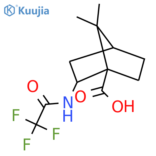 7,7-Dimethyl-2-(2,2,2-trifluoroacetamido)bicyclo[2.2.1]heptane-1-carboxylic acid structure