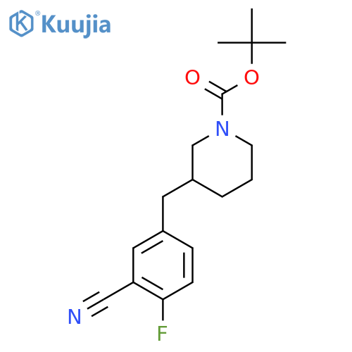 tert-butyl 3-(3-cyano-4-fluorophenyl)methylpiperidine-1-carboxylate structure