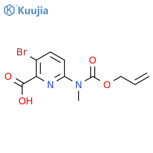 3-bromo-6-{methyl(prop-2-en-1-yloxy)carbonylamino}pyridine-2-carboxylic acid structure