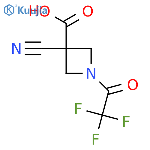 3-Cyano-1-(2,2,2-trifluoroacetyl)azetidine-3-carboxylic acid structure
