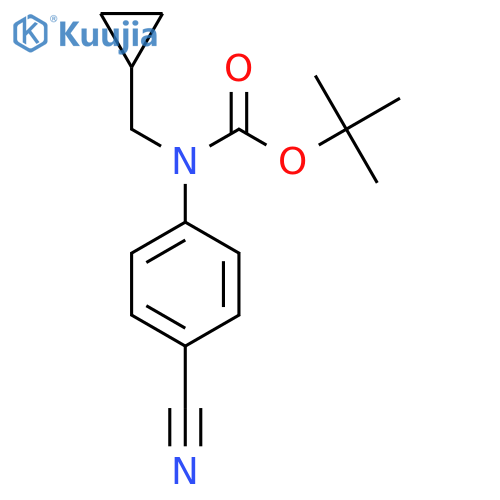 tert-butyl N-(4-cyanophenyl)-N-(cyclopropylmethyl)carbamate structure