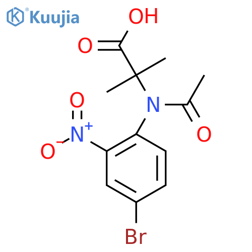 2-N-(4-bromo-2-nitrophenyl)acetamido-2-methylpropanoic acid structure
