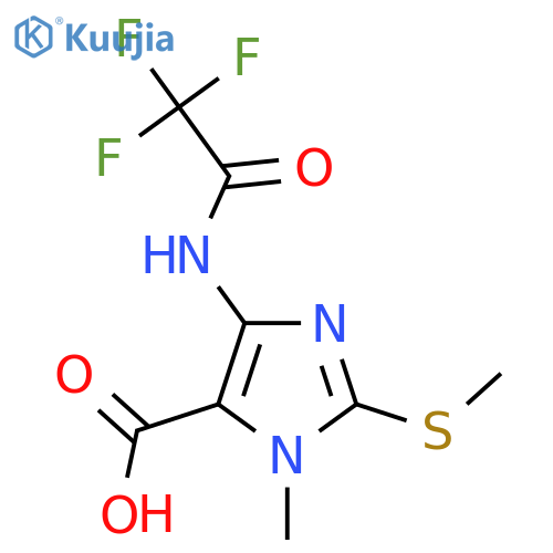 1-methyl-2-(methylsulfanyl)-4-(2,2,2-trifluoroacetamido)-1H-imidazole-5-carboxylic acid structure