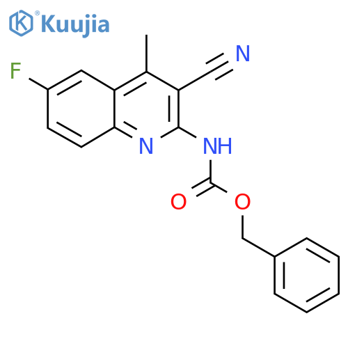 benzyl N-(3-cyano-6-fluoro-4-methylquinolin-2-yl)carbamate structure