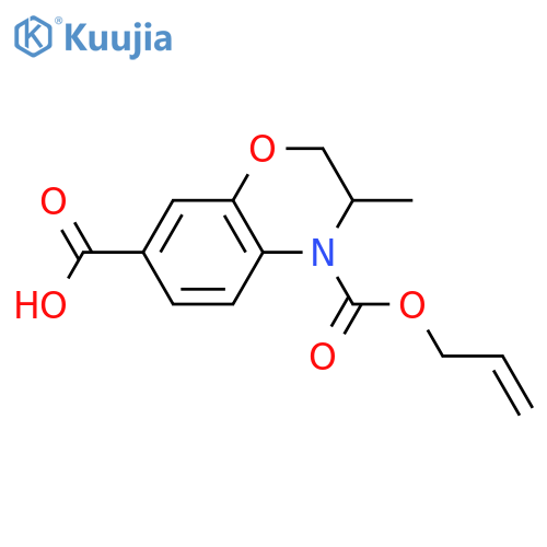 3-methyl-4-[(prop-2-en-1-yloxy)carbonyl]-3,4-dihydro-2H-1,4-benzoxazine-7-carboxylic acid structure