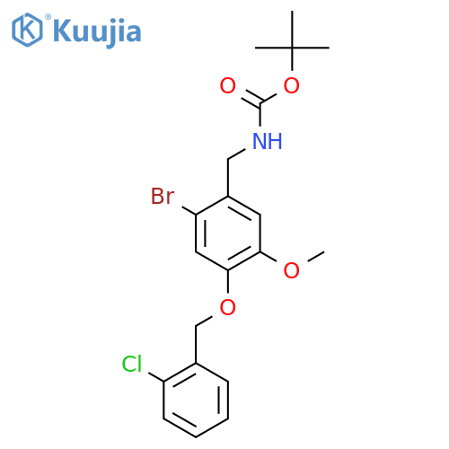 tert-butyl N-({2-bromo-4-(2-chlorophenyl)methoxy-5-methoxyphenyl}methyl)carbamate structure