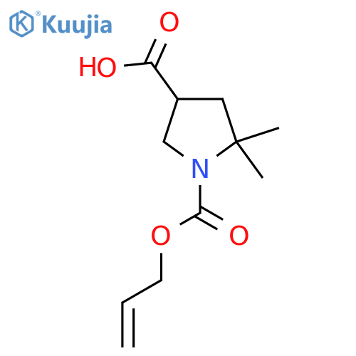 5,5-dimethyl-1-(prop-2-en-1-yloxy)carbonylpyrrolidine-3-carboxylic acid structure