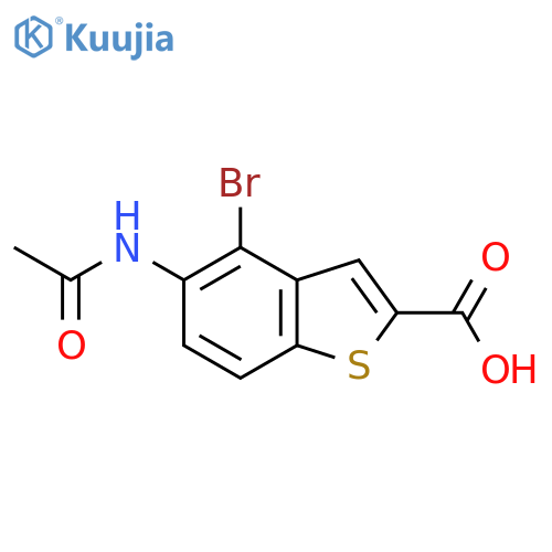4-Bromo-5-acetamido-1-benzothiophene-2-carboxylic acid structure