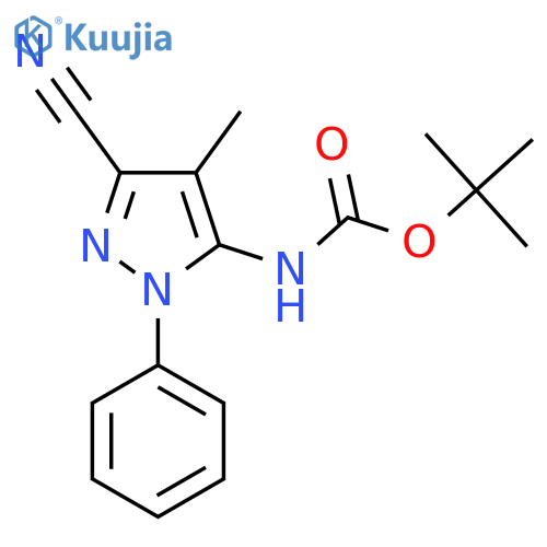 tert-butyl N-(3-cyano-4-methyl-1-phenyl-1H-pyrazol-5-yl)carbamate structure