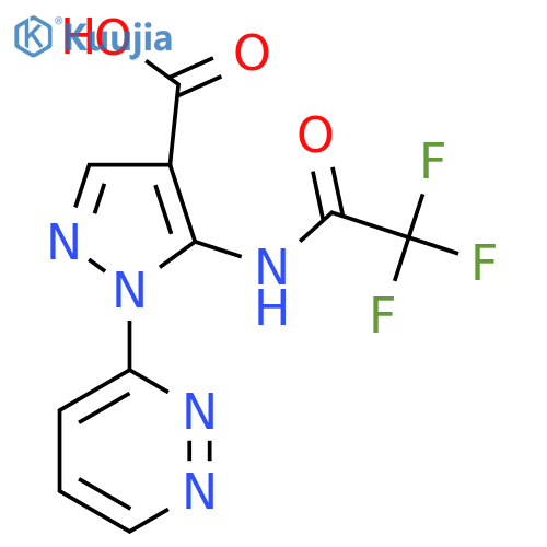 1-(pyridazin-3-yl)-5-(2,2,2-trifluoroacetamido)-1H-pyrazole-4-carboxylic acid structure