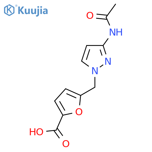 5-[(3-acetamido-1H-pyrazol-1-yl)methyl]furan-2-carboxylic acid structure