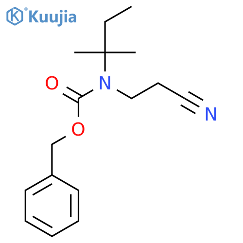 benzyl N-(2-cyanoethyl)-N-(2-methylbutan-2-yl)carbamate structure