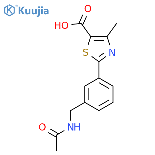 2-3-(acetamidomethyl)phenyl-4-methyl-1,3-thiazole-5-carboxylic acid structure